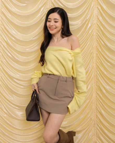 Custard Knit Top
